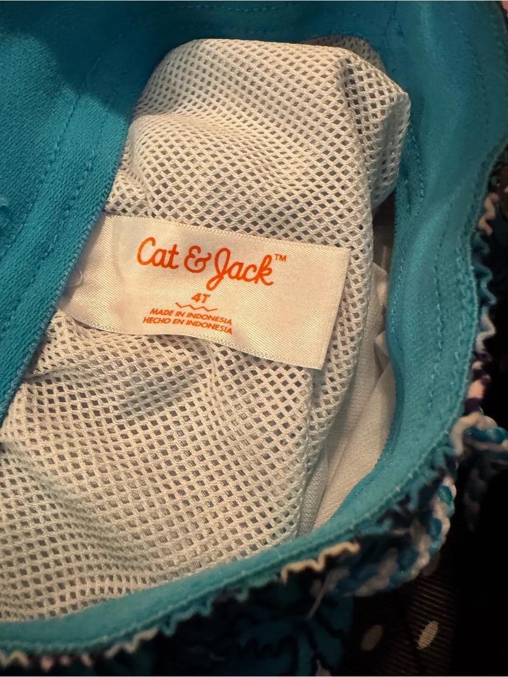 Cat & Jack Teal Blue Shark-Print Swim Trunks